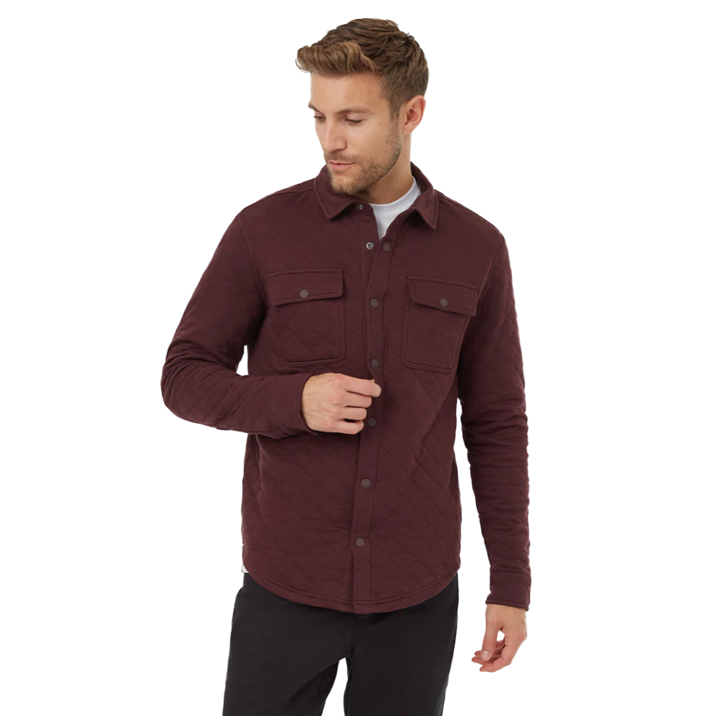 Tentree Men&#39;s Colville Quilted L/S Shirt Mulberry - Booley Galway