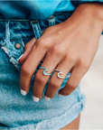 Enameled Wave Ring - Silver