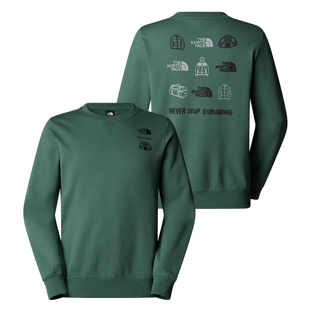The North Face Men&#39;s Outdoor Graphic Crew Sweatshirt Duck Green - Booley Galway