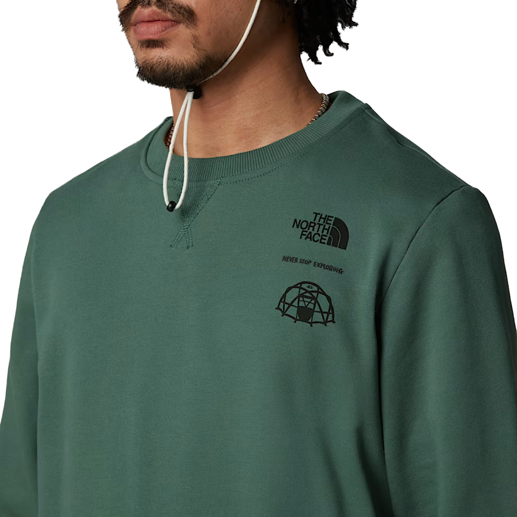 The North Face Men&#39;s Outdoor Graphic Crew Sweatshirt Duck Green - Booley Galway