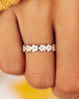 Painted Blooms Ring - Silver