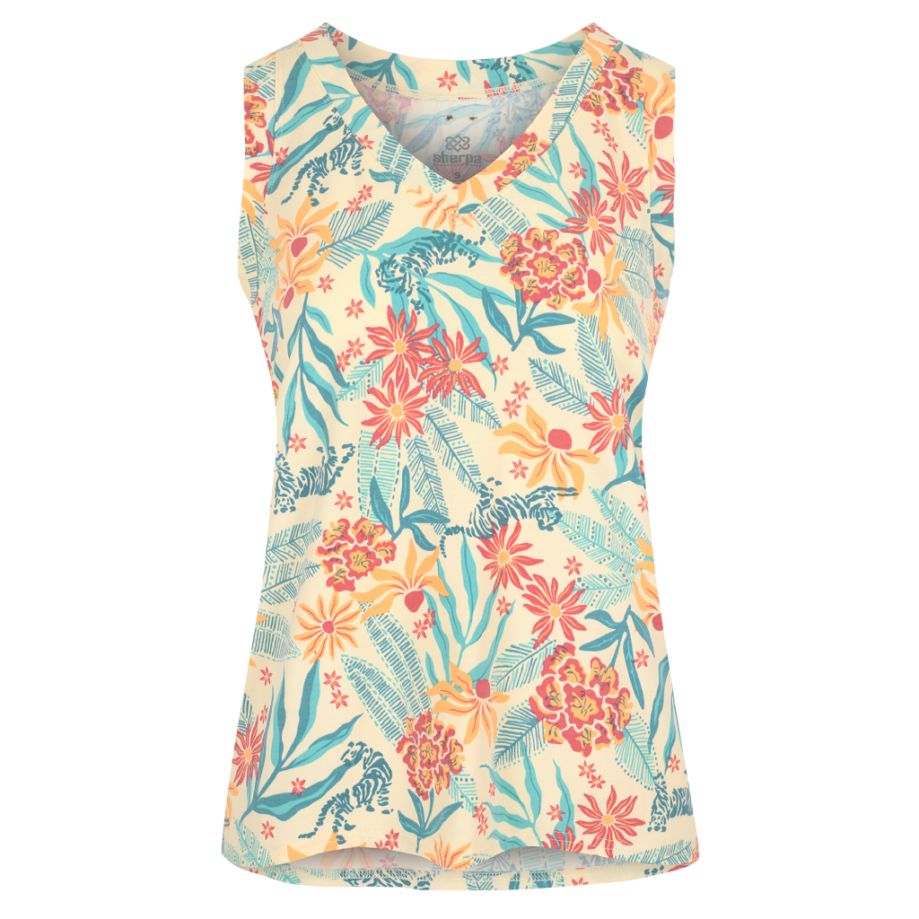 Women's Neha V-Neck Tank - Peetho Tiger Floral