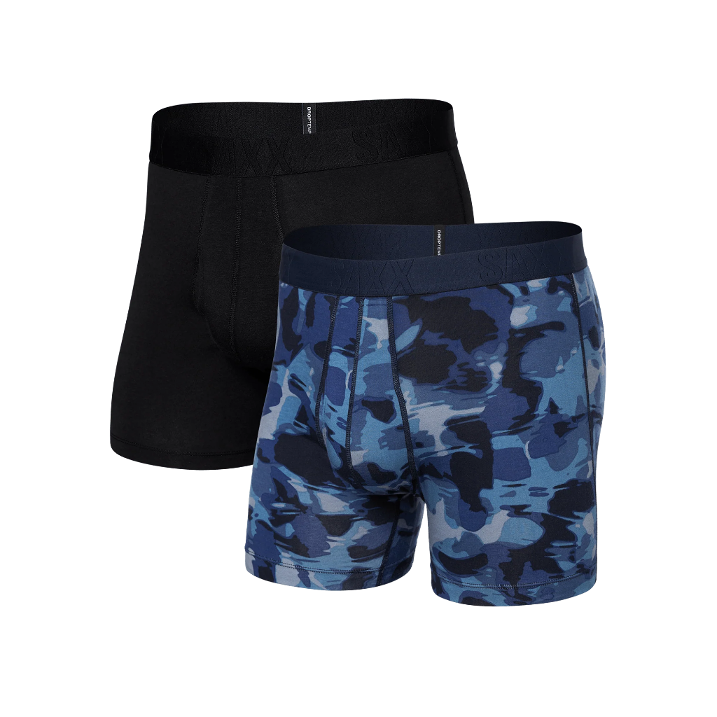 Saxx DropTemp Cooling Cotton Boxer Brief 5 in - 2 Pack Daybreak Camo / Black - Booley Galway