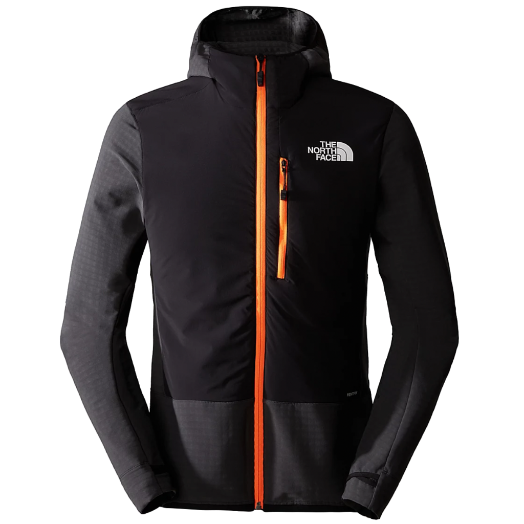 The North Face Men&#39;s Dawn Turn Hybrid Ventrix Hooded Midlayer Asphalt Grey / TNF Black / Shocking Orange - Booley Galway