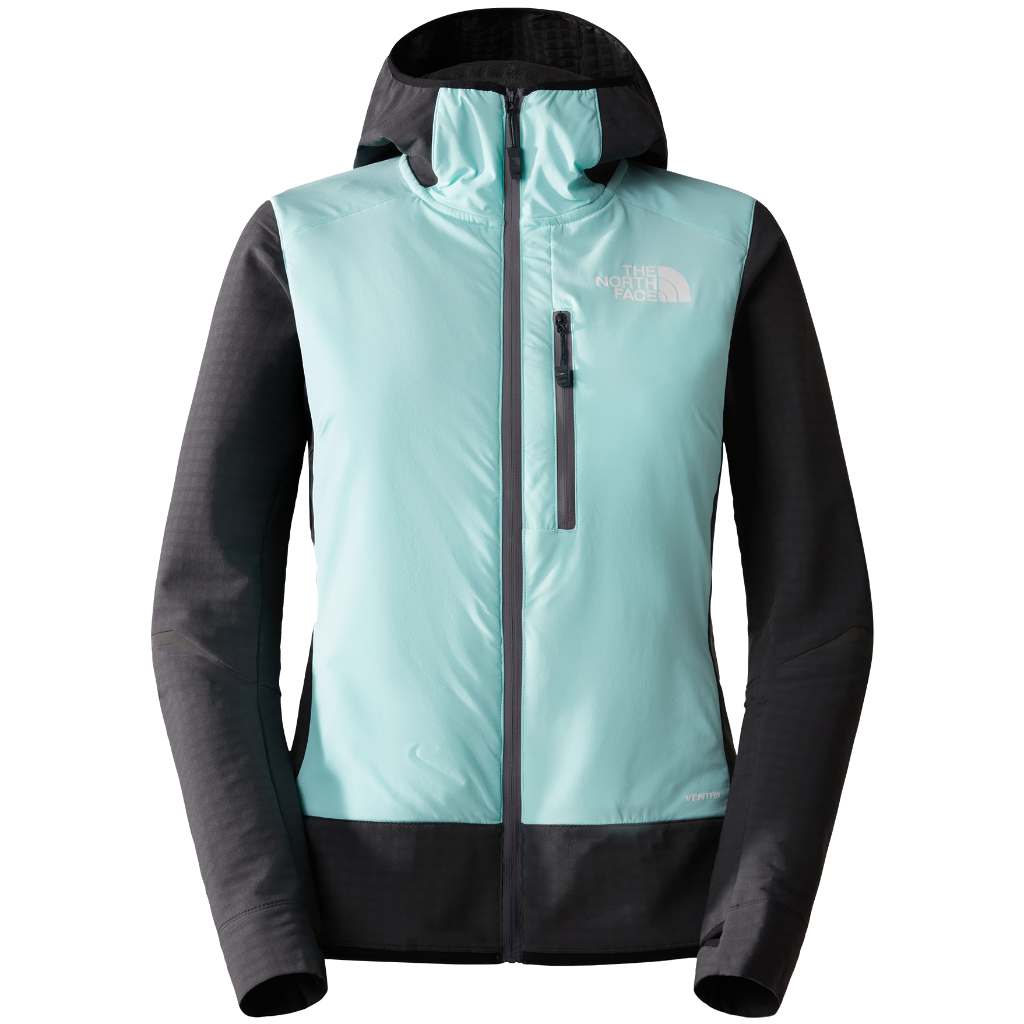 The North Face Women&#39;s Dawn Turn Hybrid Ventrix Hooded Midlayer Asphalt Grey / Powder Teal - Booley Galway