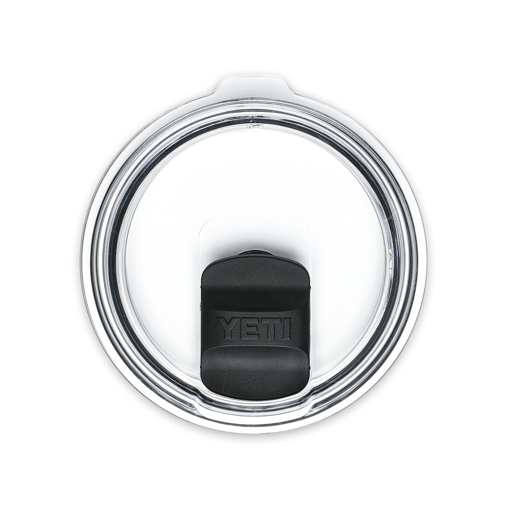 Clear lid with black YETI logo on a white background
