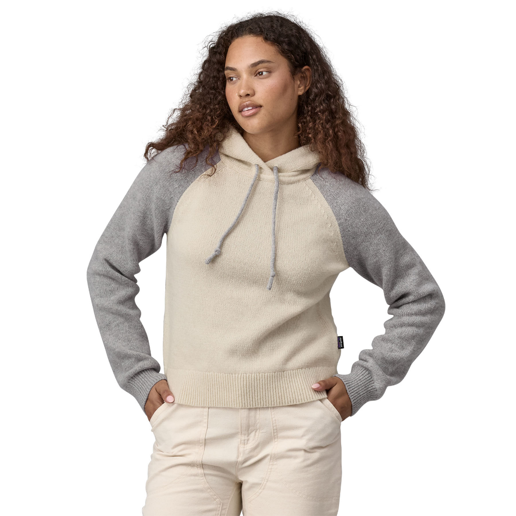 Patagonia Women's Recycled Wool Blend Hooded Pullover Dyno White - Booley Galway