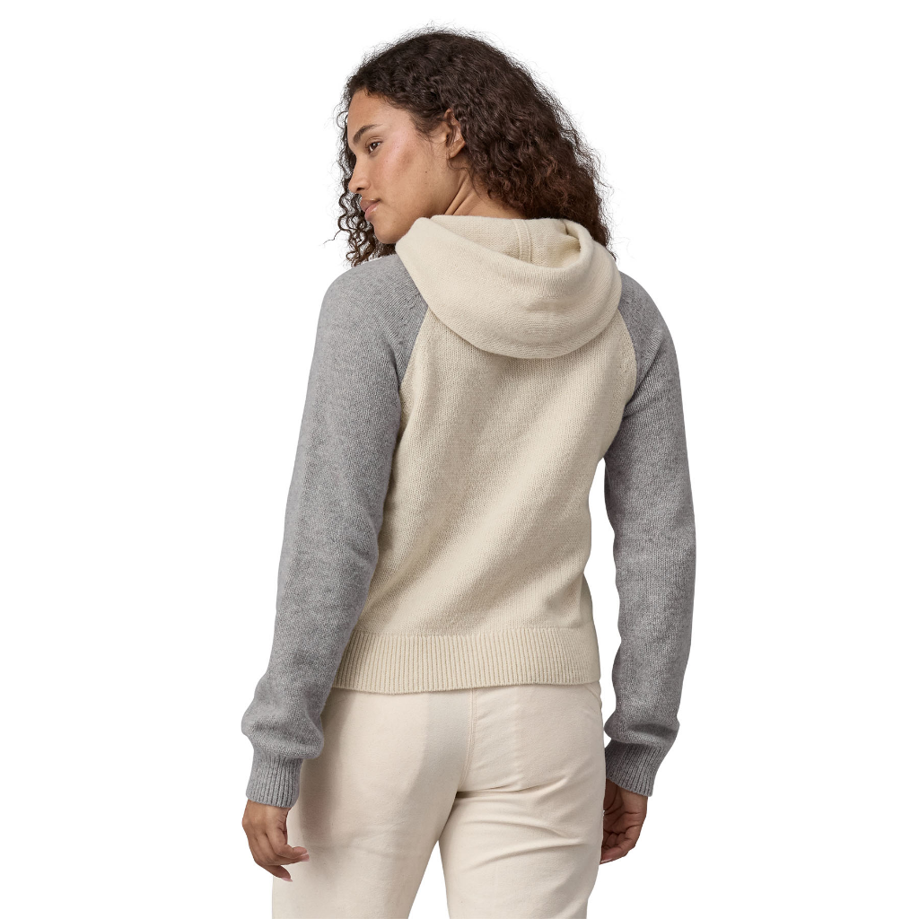 Patagonia Women's Recycled Wool Blend Hooded Pullover Dyno White - Booley Galway