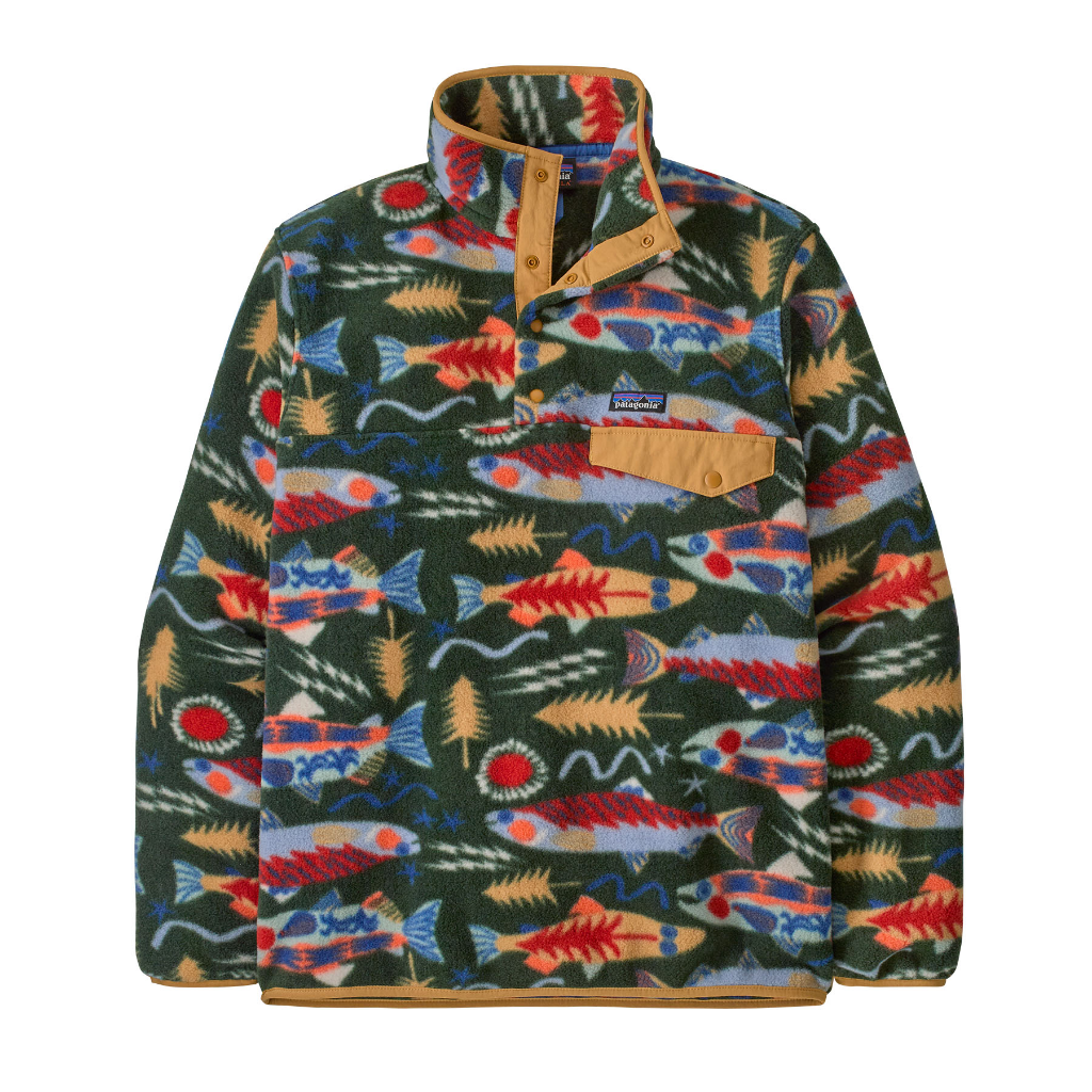 Patagonia Men's Lightweight Synchilla Snap-T Pullover Salmon Energy / Old Growth Green - Booley Galway