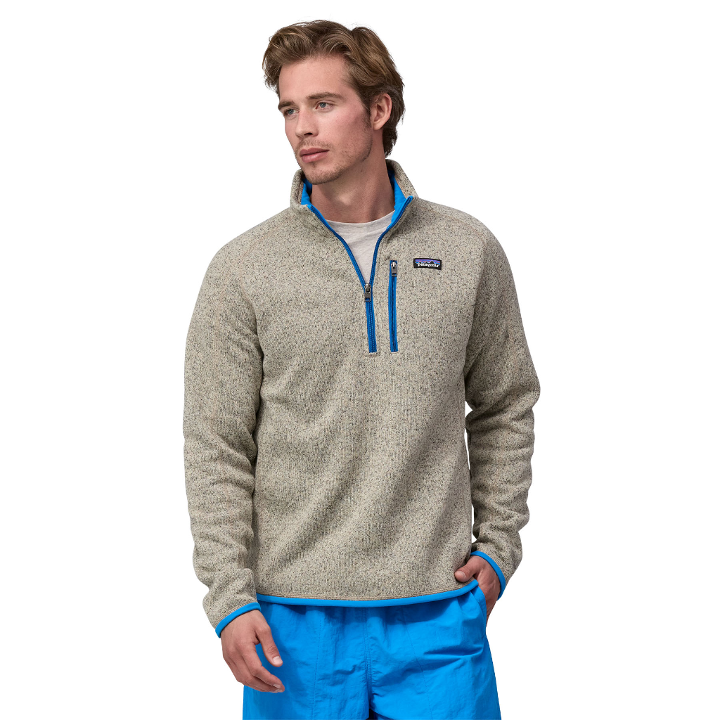 Patagonia Men&#39;s Better Sweater 1/4 Zip Oar Tan / Vessel Blue - Booley Galway