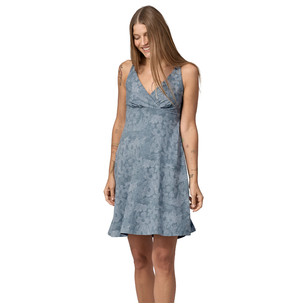 Patagonia Women&#39;s Amber Dawn Dress Channeling Spring / Light Plume Grey - Booley Galway