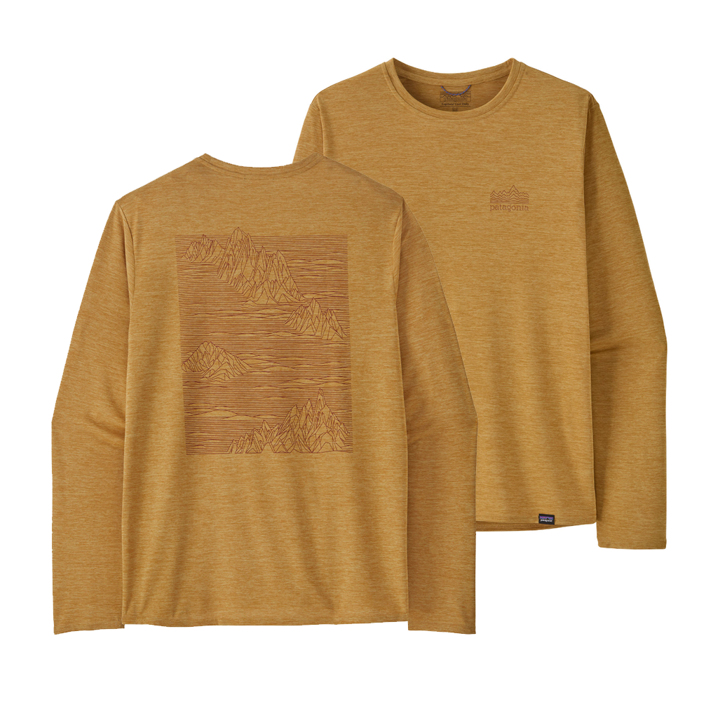 Patagonia Men's Capilene Cool Daily Graphic L/S Strataspire / Beeswax Tan X-Dye - Booley Galway