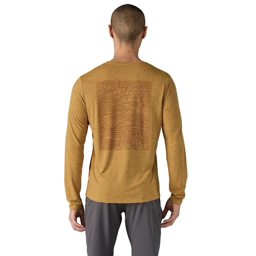 Patagonia Men's Capilene Cool Daily Graphic L/S Strataspire / Beeswax Tan X-Dye - Booley Galway