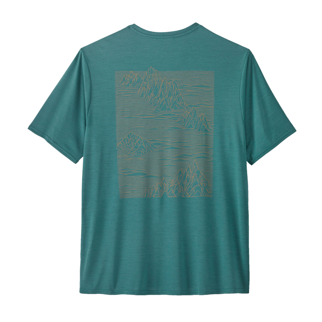 Patagonia Men&#39;s Capilene Cool Daily Graphic S/S Strataspire / Wetland Blue X-Dye - Booley Galway