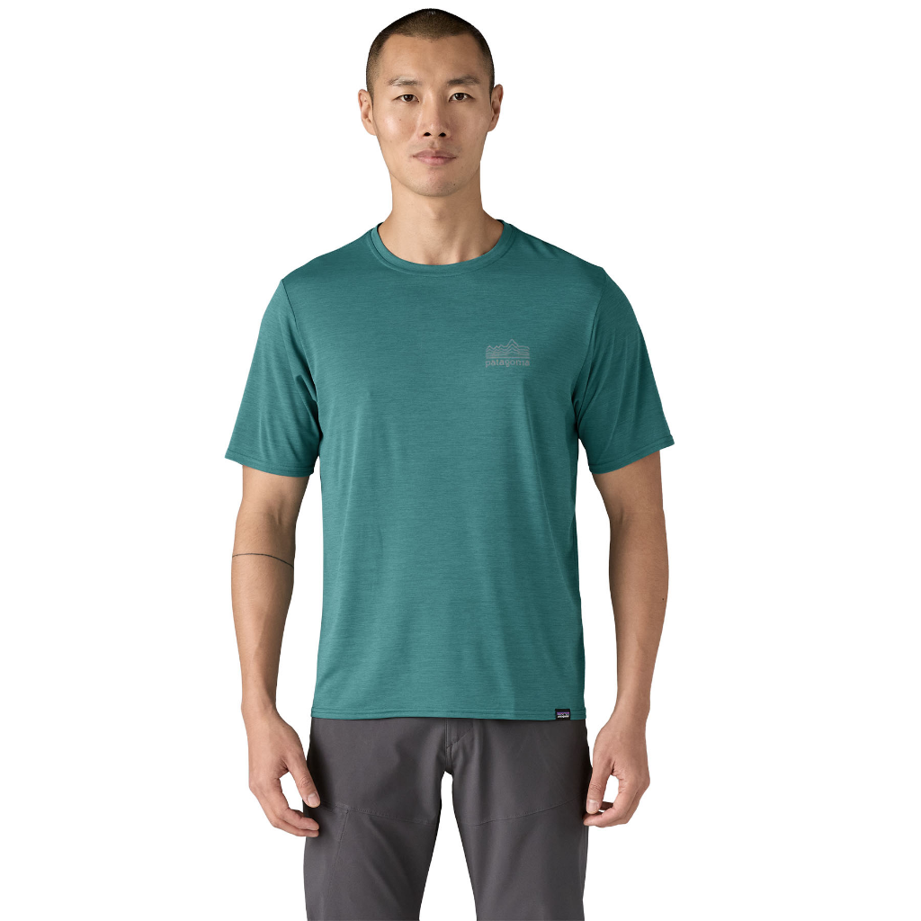 Patagonia Men&#39;s Capilene Cool Daily Graphic S/S Strataspire / Wetland Blue X-Dye - Booley Galway