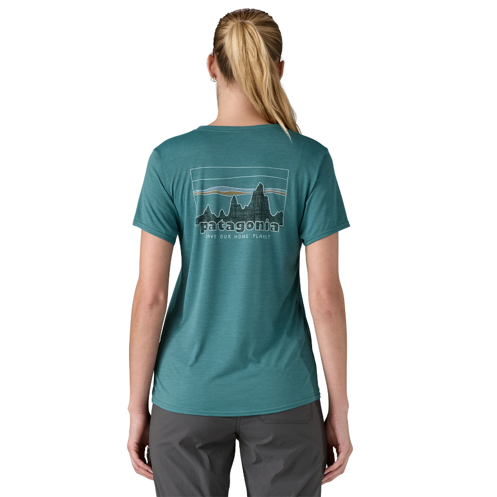 Patagonia Women's Capilene Cool Daily Graphic S/S '73 Skyline / Wetland Blue X-Dye - Booley Galway