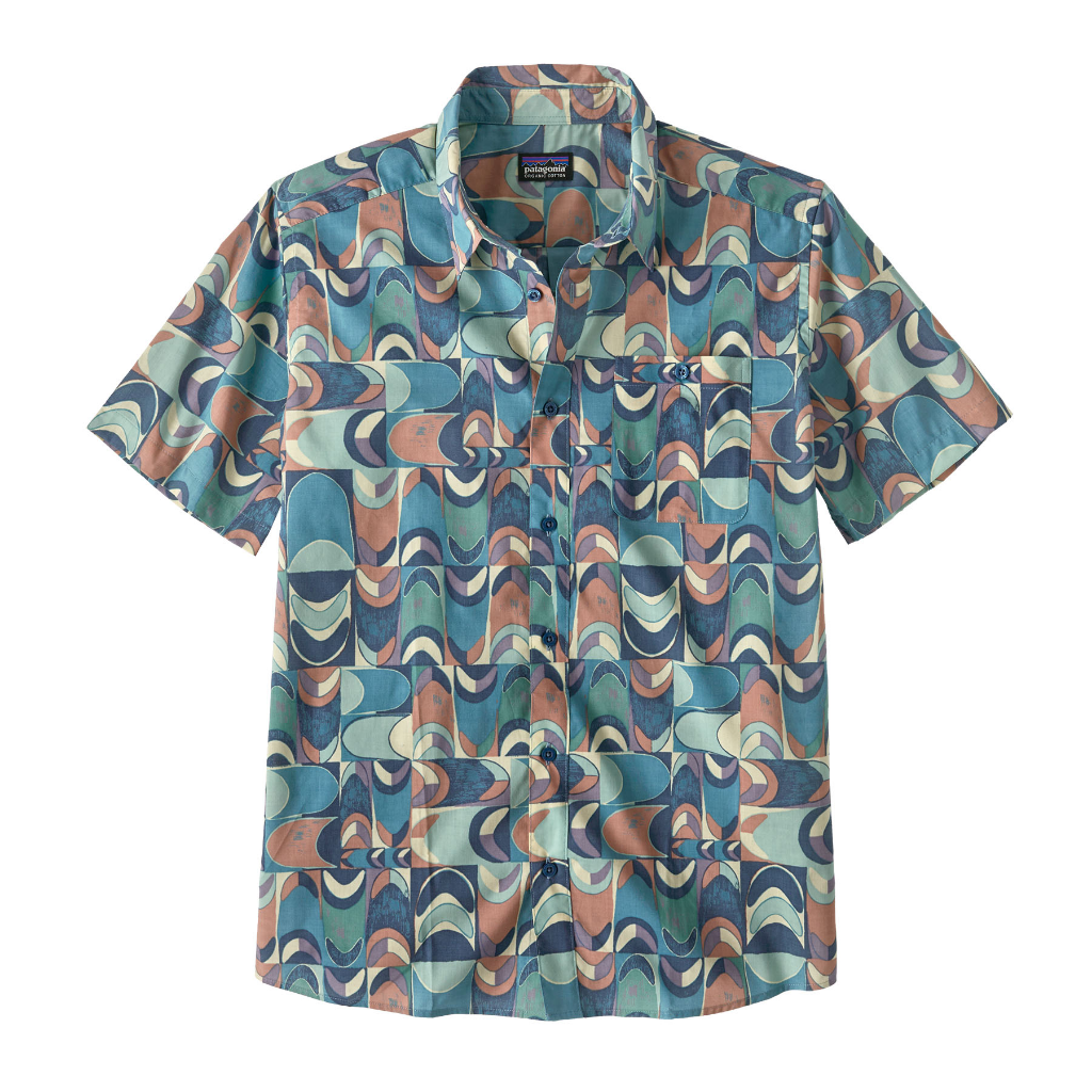 Patagonia Men&#39;s Go To Shirt Swallowtail Geo / Still Blue - Booley Galway