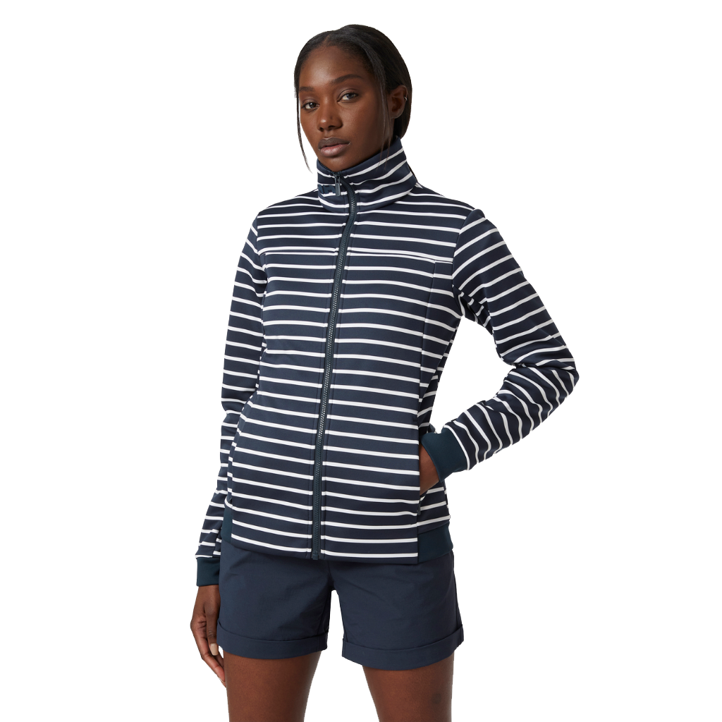 Women's Crew Fleece Jacket - Navy Stripe