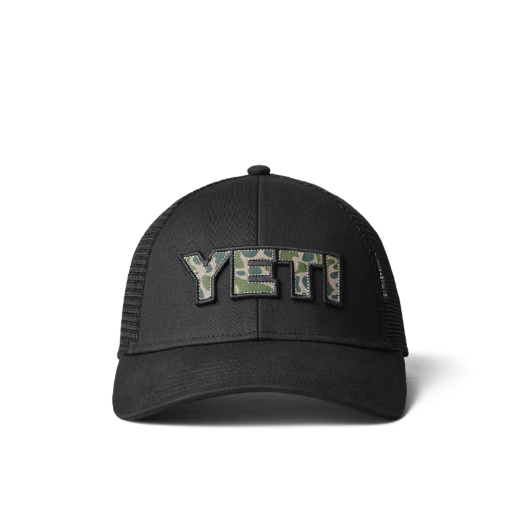 Yeti Camo Logo Badge Trucker Hat Black - Booley Galway