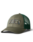 Yeti Camo Logo Badge Trucker Hat Olive - Booley Galway