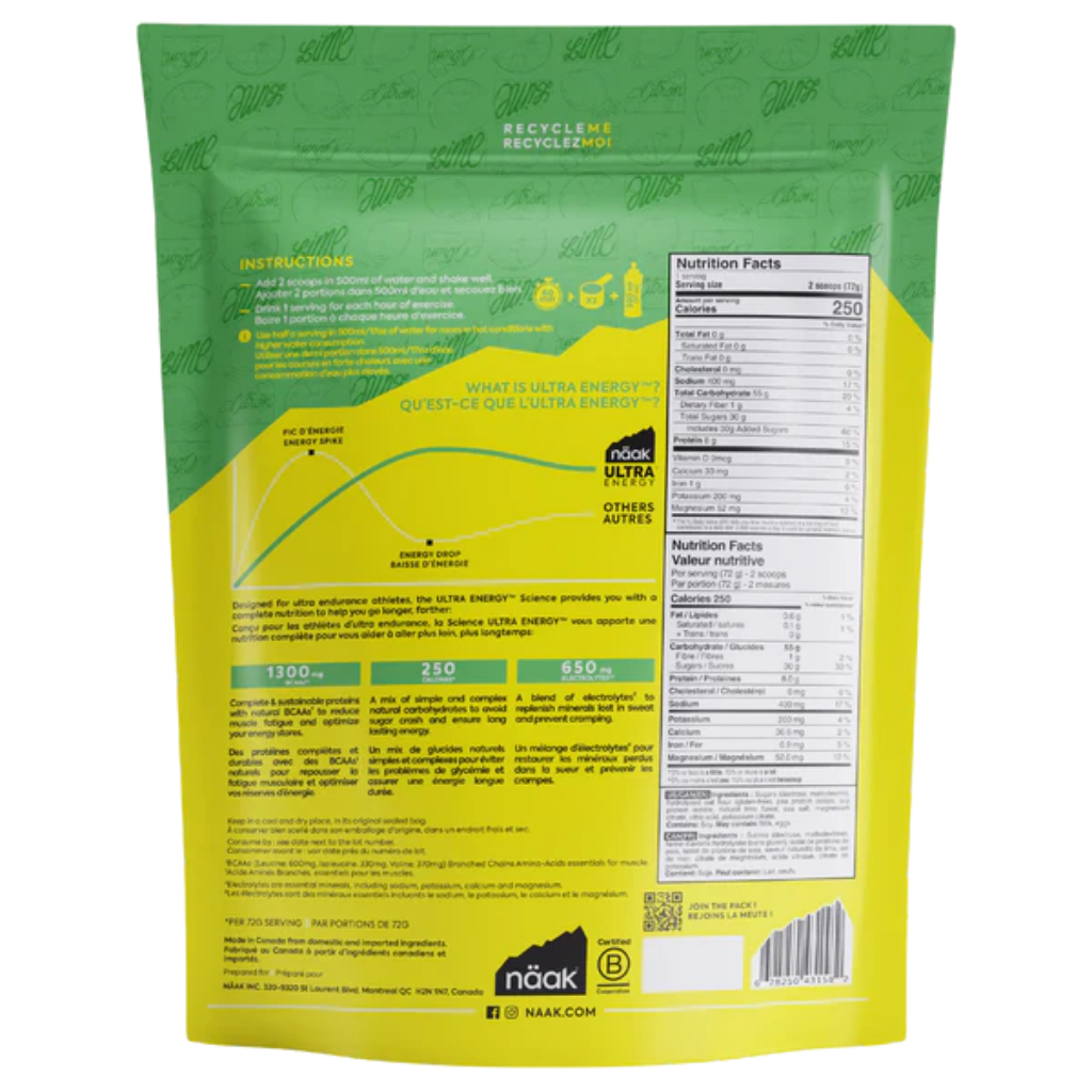 Naak Energy Drink Mix - 720g Bag - Lime - Booley Galway