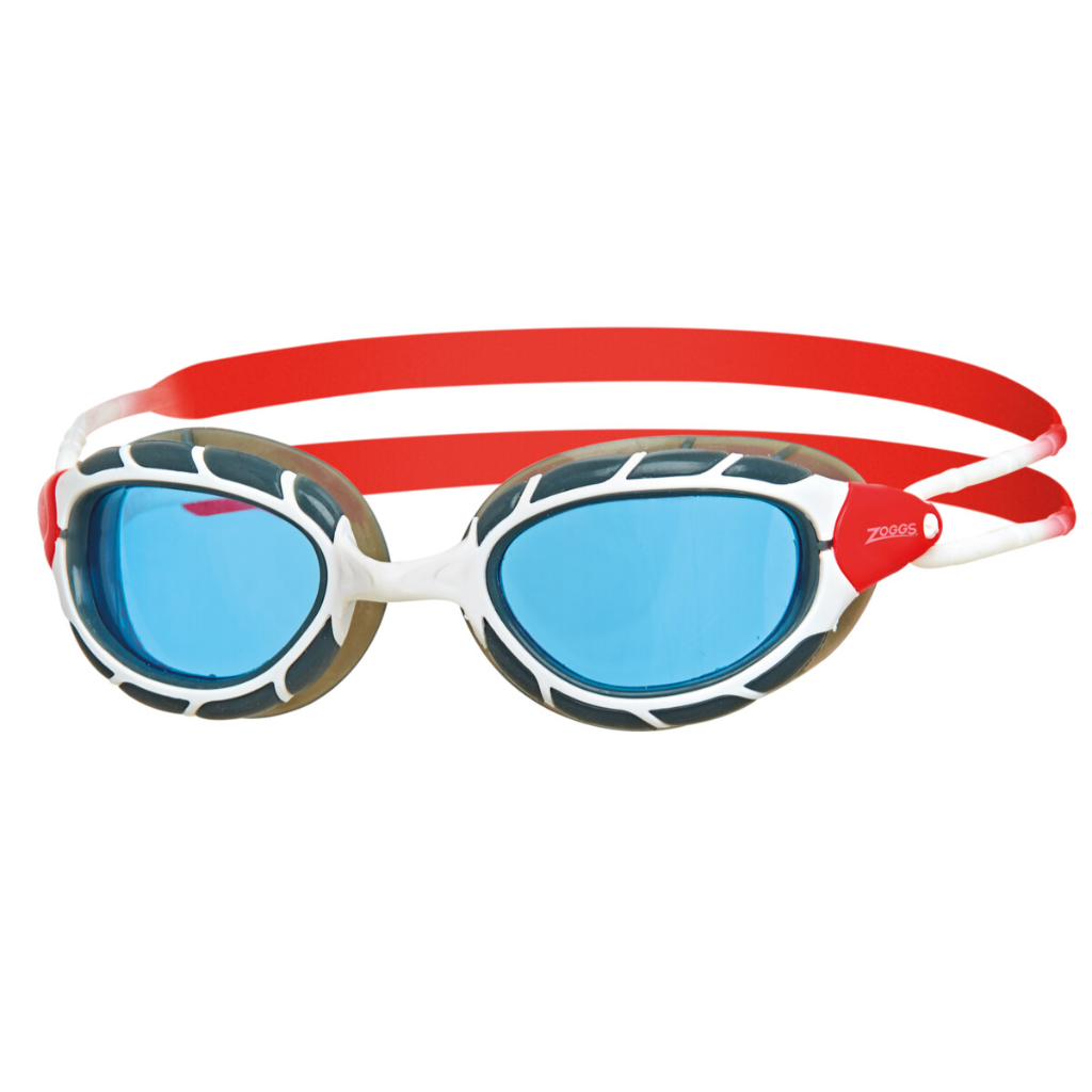 Zoggs Predator Goggles White / Red / Tinted Blue Lens - Booley Galway