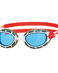 Zoggs Predator Goggles White / Red / Tinted Blue Lens - Booley Galway