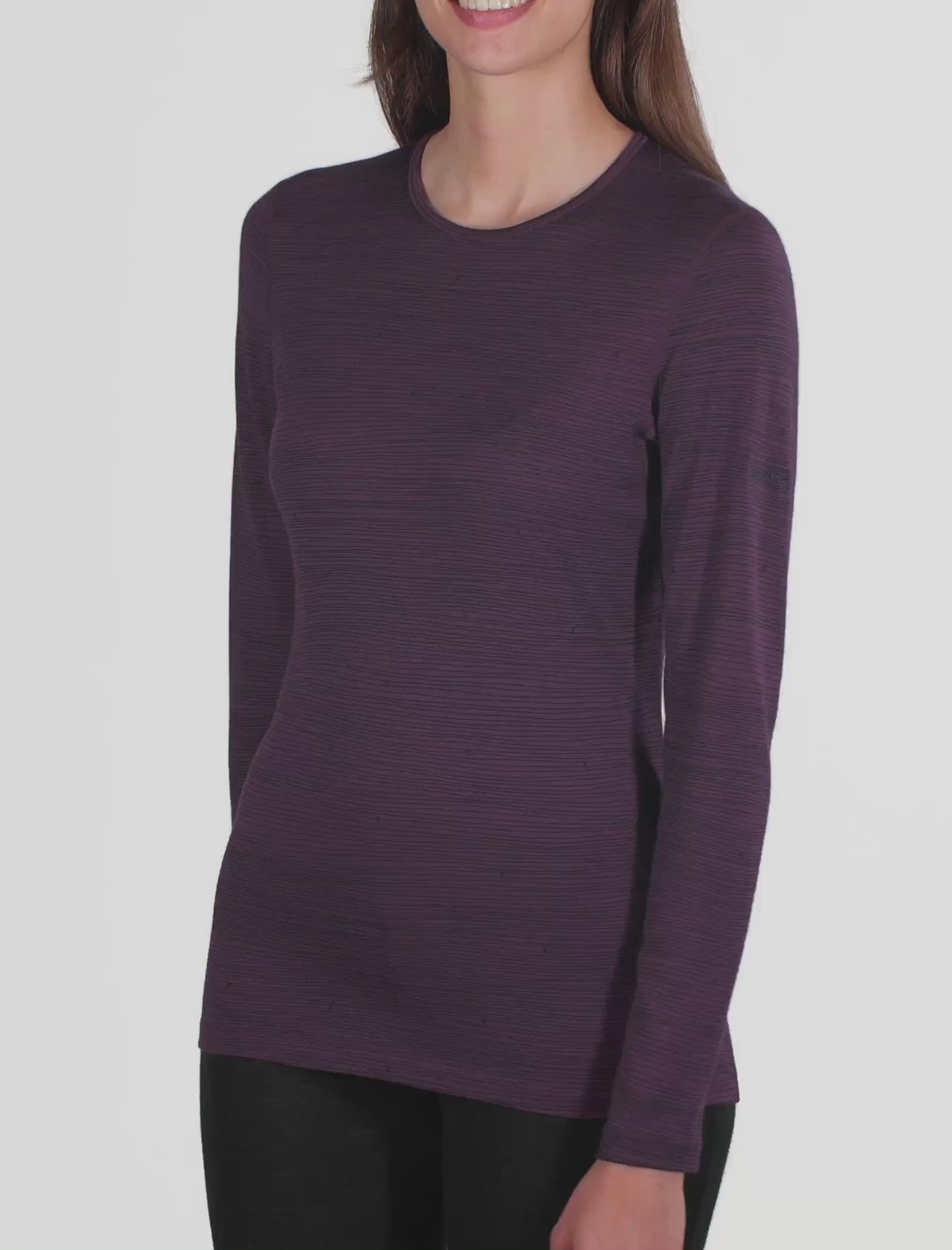 Icebreaker Women's 200 Oasis L/S Crewe Ski Tracks Nightshade / Midnight Navy - Booley Galway