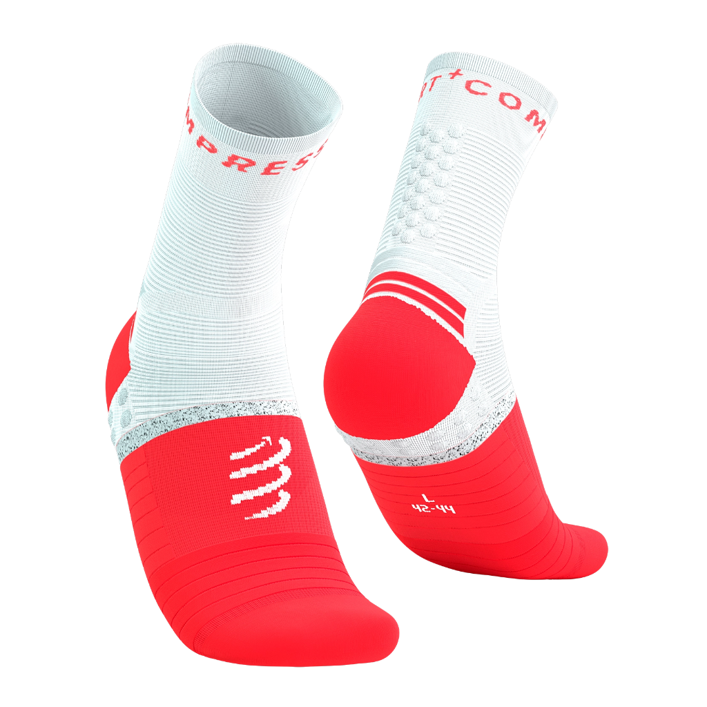 COMPRESSPORT Unisex Pro Marathon Socks V2.0 Fluo Red / White - Booley Galway