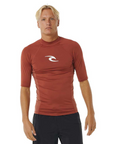 Rip Curl Men's Waves UPF Perf S/S Rash Vest Red - Booley Galway