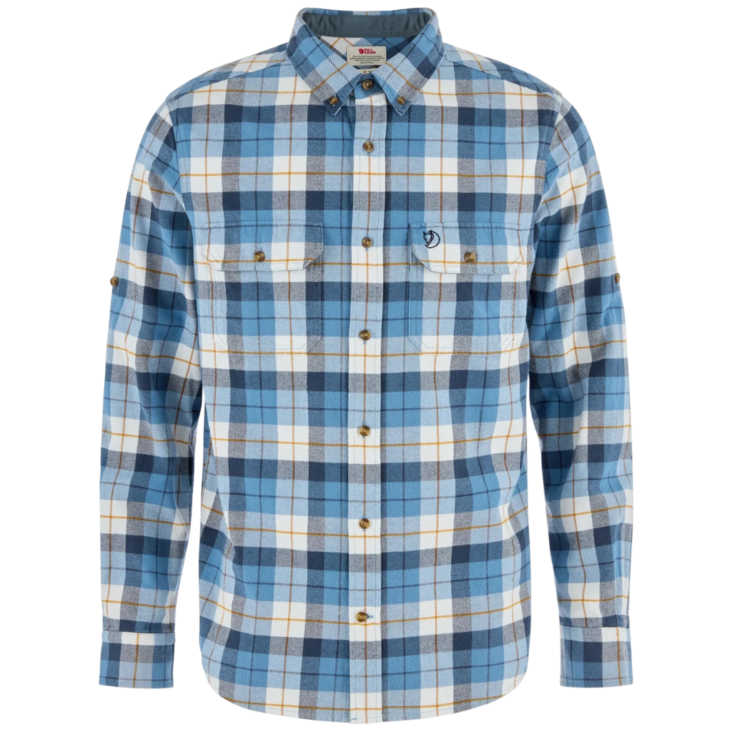 Men's Singi Heavy Flannel Shirt -Dawn Blue-Eggshell