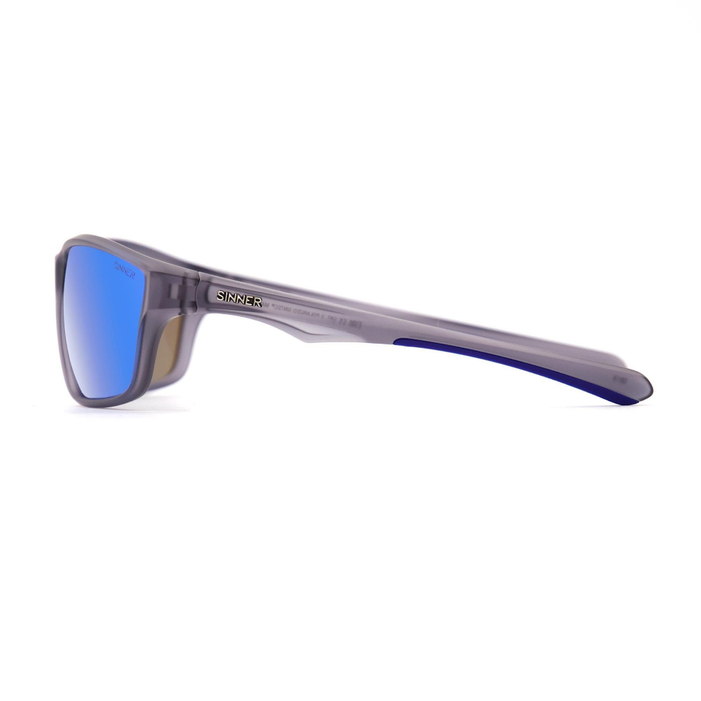 Sinner Eyak Matte Cry Grey / Polarised SINTEC Smoke Icy Blue Oil Lens - Booley Galway