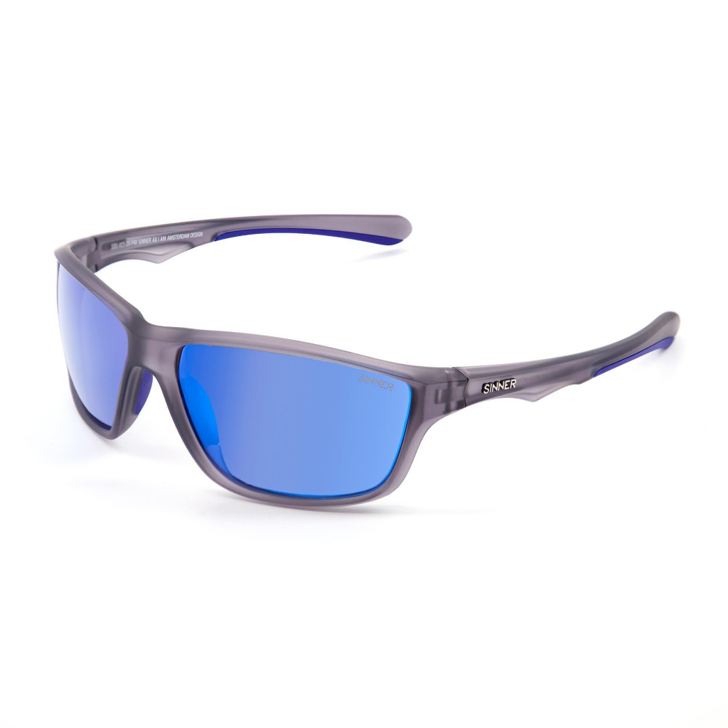 Sinner Eyak Matte Cry Grey / Polarised SINTEC Smoke Icy Blue Oil Lens - Booley Galway