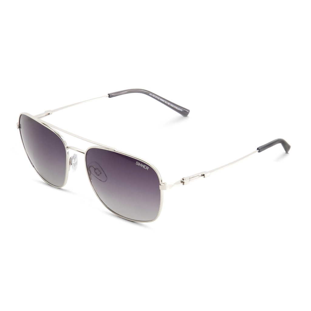 SINNER Bodega Shiny Silver Metal / Polarised SINTEC Gradient Green Lens - Booley Galway