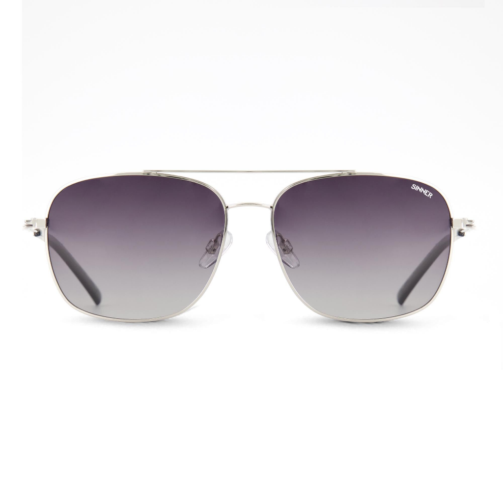 SINNER Bodega Shiny Silver Metal / Polarised SINTEC Gradient Green Lens - Booley Galway