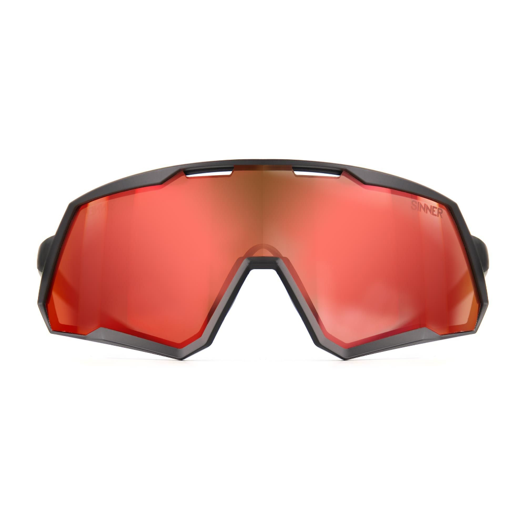 Sinner Pace Sport Matte Black / Red Oil Mirror Sintrast Road Lens - Booley Galway