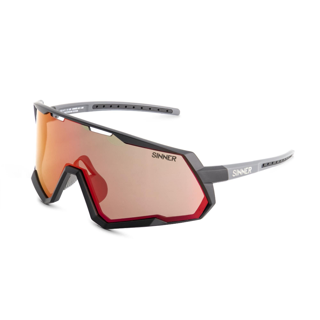 Sinner Pace Sport Matte Black / Red Oil Mirror Sintrast Road Lens - Booley Galway