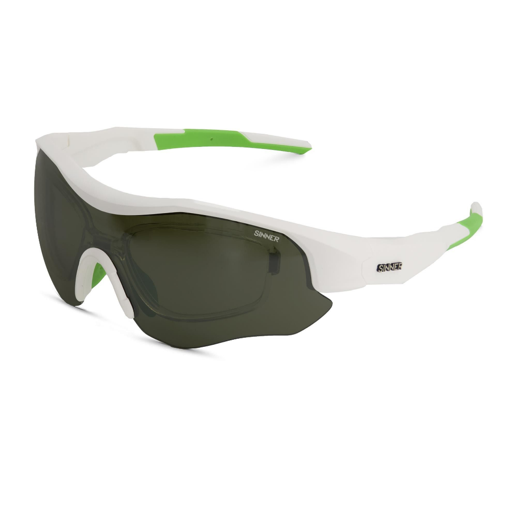 Triple Golf - Matte White / Green / SINTRAST Golf Orange Mirror Lens