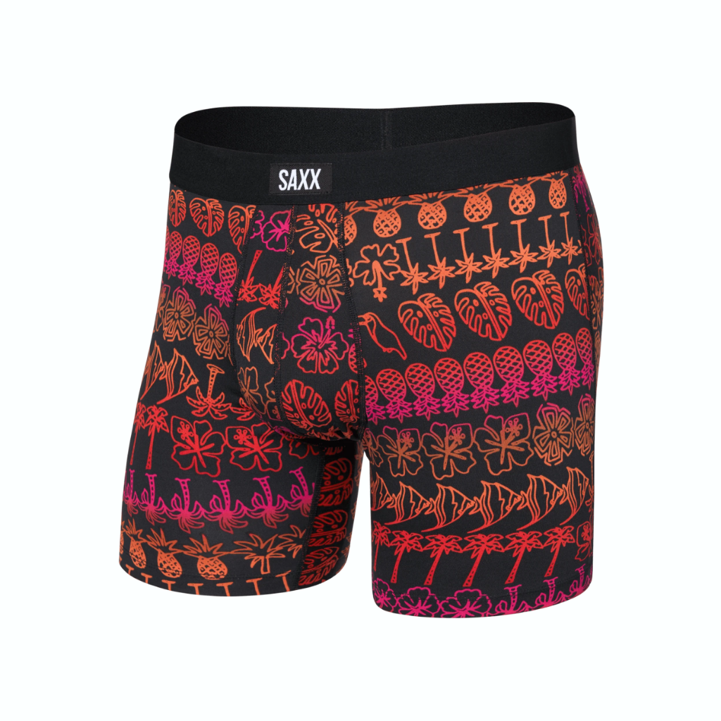 Saxx Men's Daytripper Comfort Stretch Boxer Brief 5 in Tropical Lineup / Black - Booley Galway