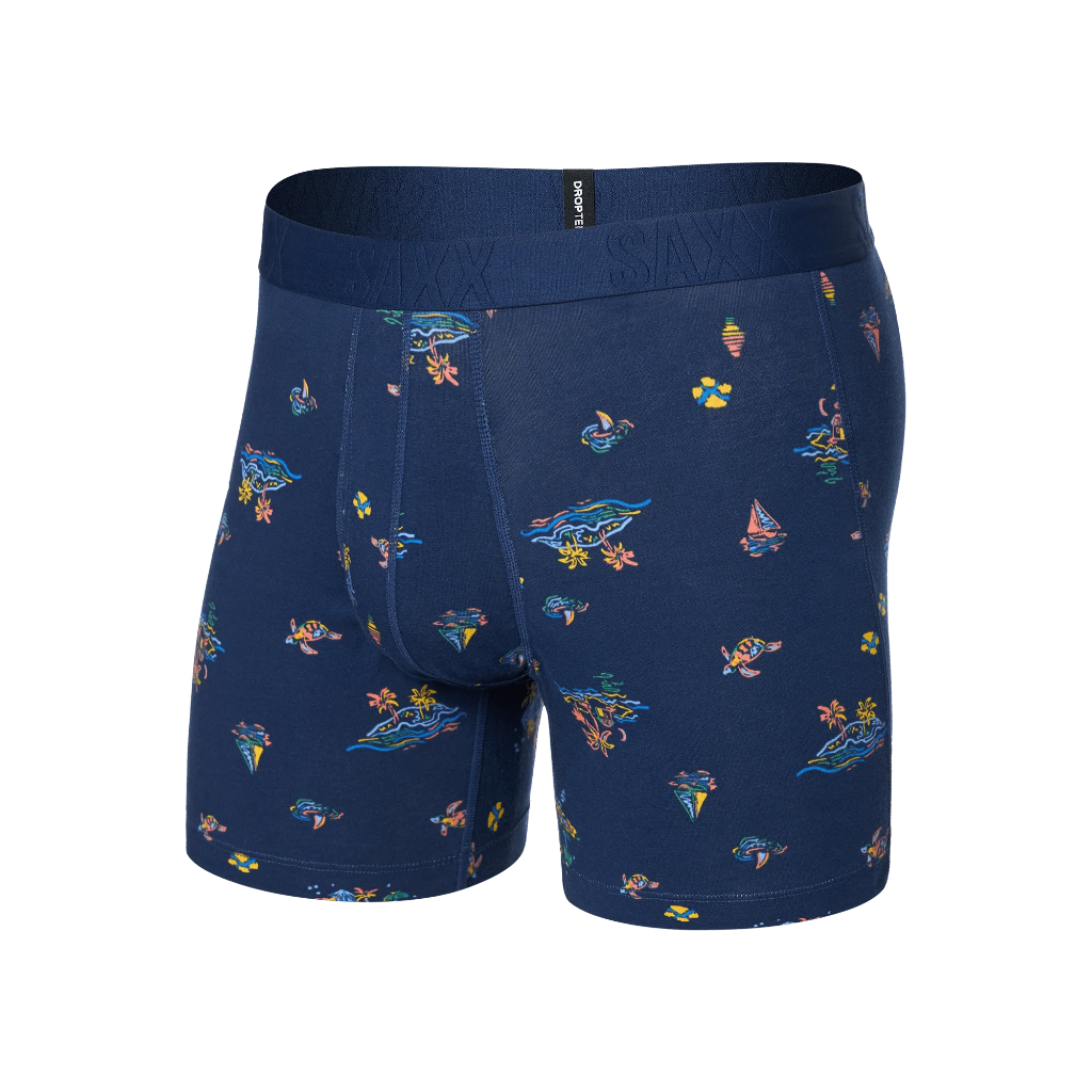 Men's DropTemp Cooling Cotton Boxer Brief 5 in - Island Life / Midnight