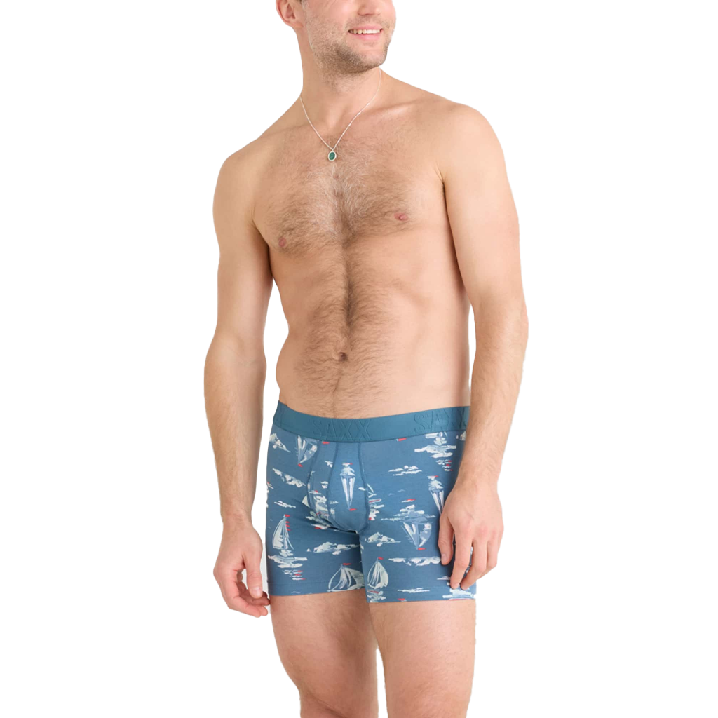 Saxx DropTemp Cooling Cotton Boxer Brief 5 in Sail Away / Tapestry - Booley Galway