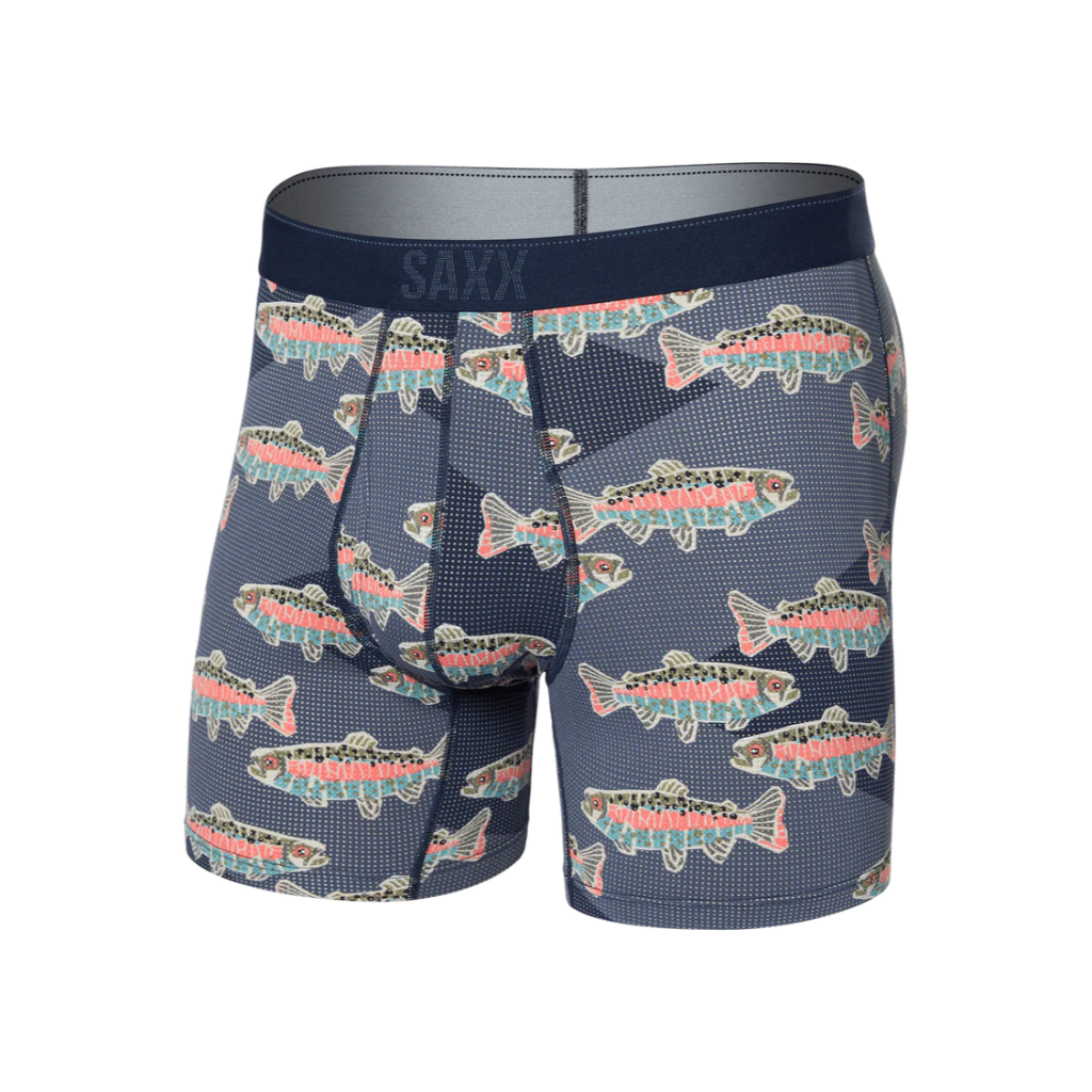 Men's Quest Quick-Dry Mesh Performance Boxer Brief 5 in - Mosaic Trout / Maritime