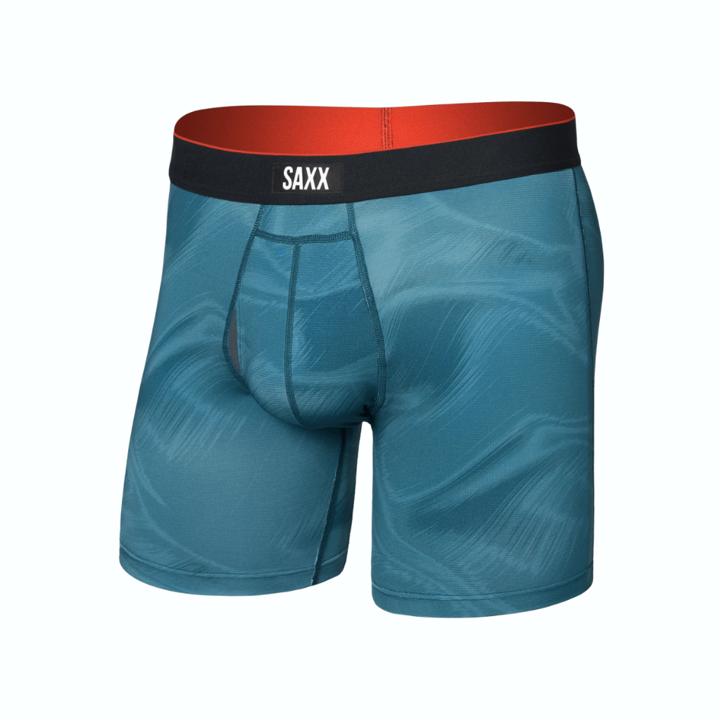 Saxx Men's Multi-Sport Mesh Performance Boxer Brief 6 in Platinum Camo / Rich Teal - Booley Galway