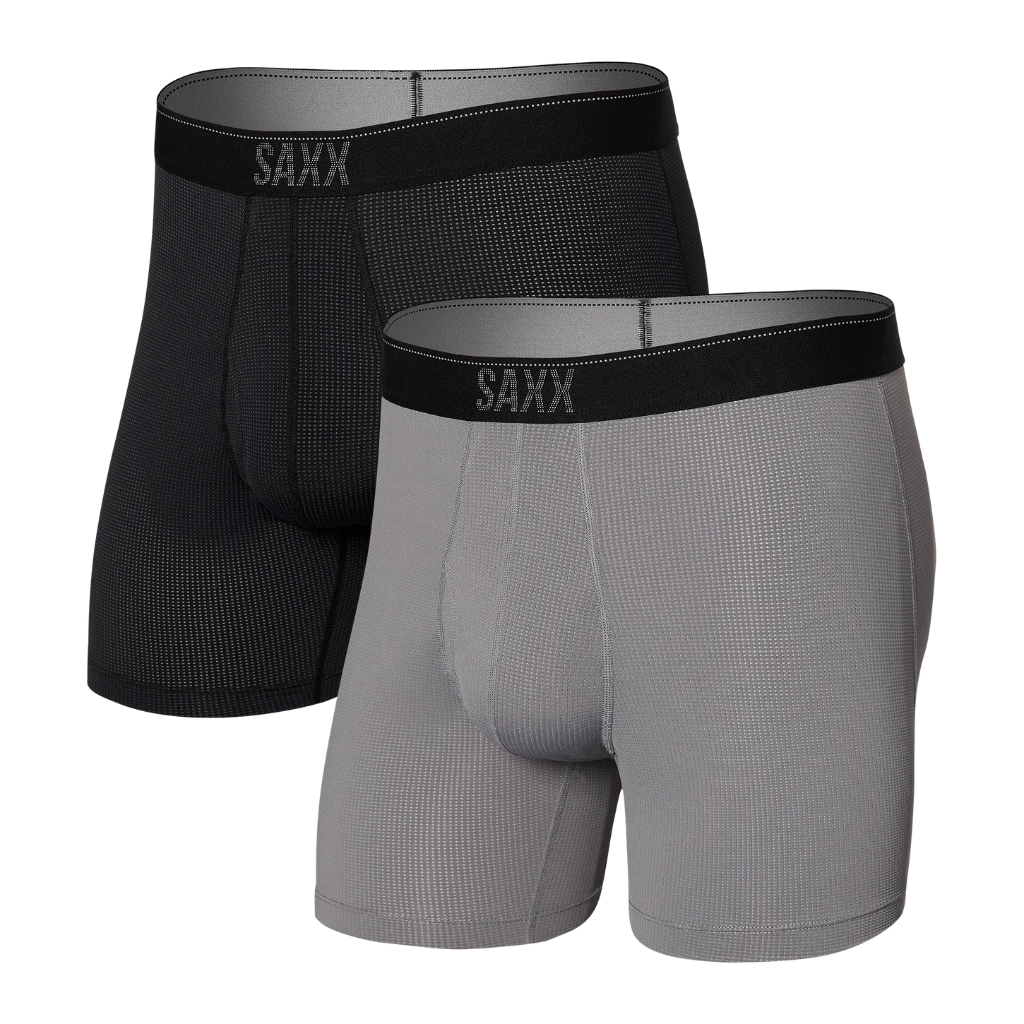 Saxx Men&#39;s Quest Quick Dry Mesh Boxer Brief 2 Pack Black / DK Charcoal II - Booley Galway