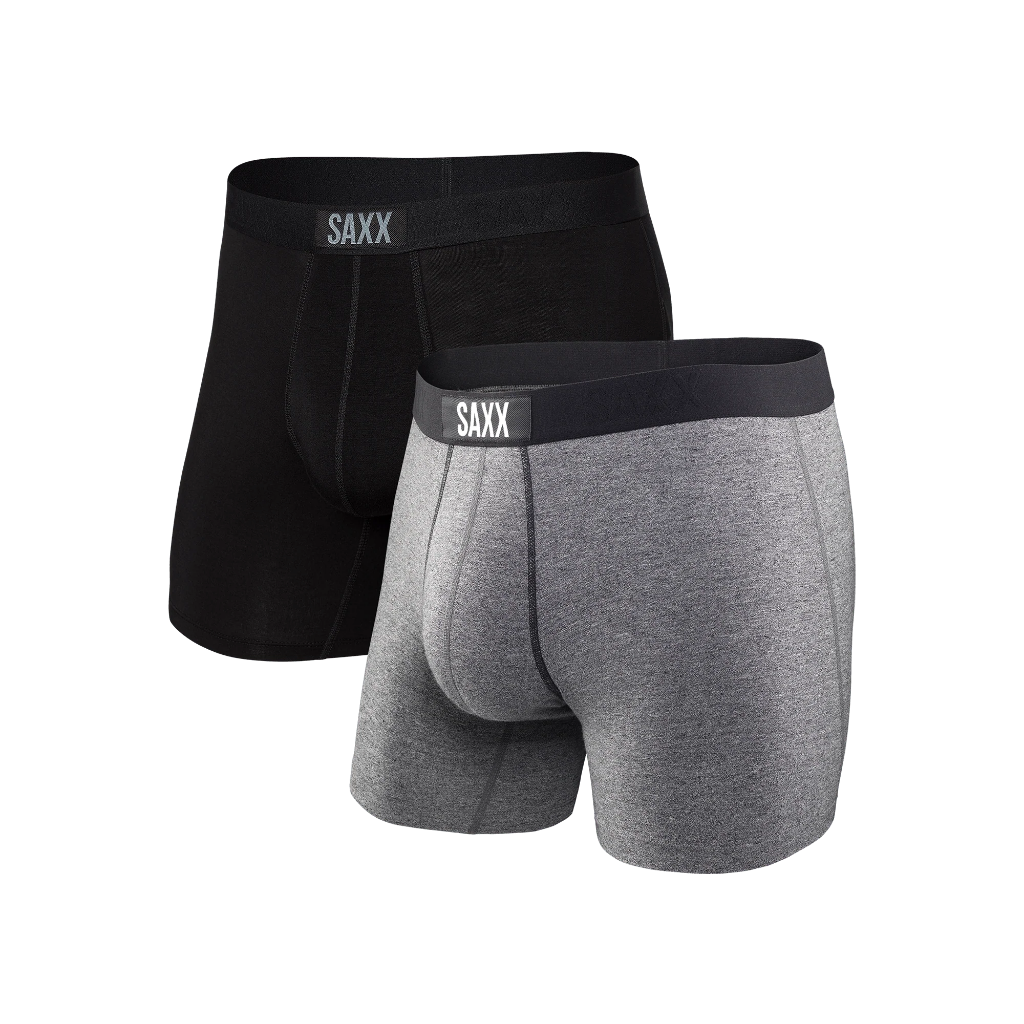 Men's Vibe Super Soft Comfort Boxer Brief 5 in - 2 Pack - Black / Grey