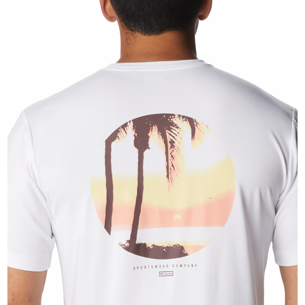 Columbia Men&#39;s Tech Trail Graphic Tee White / Palmscape Tonal Graphic - Booley Galway
