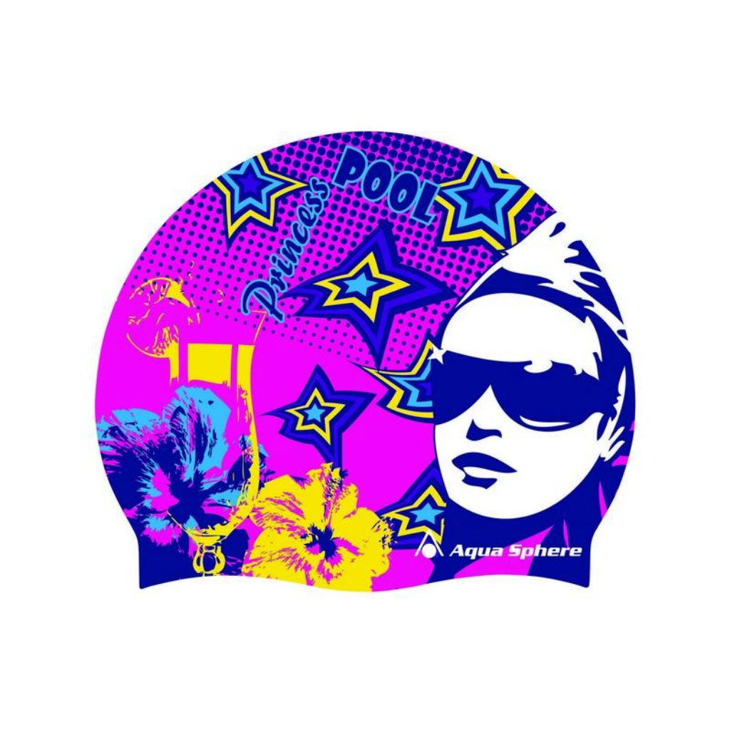 Aqua Sphere Graphic Silicone Swim Cap Princess Blue - Booley Galway