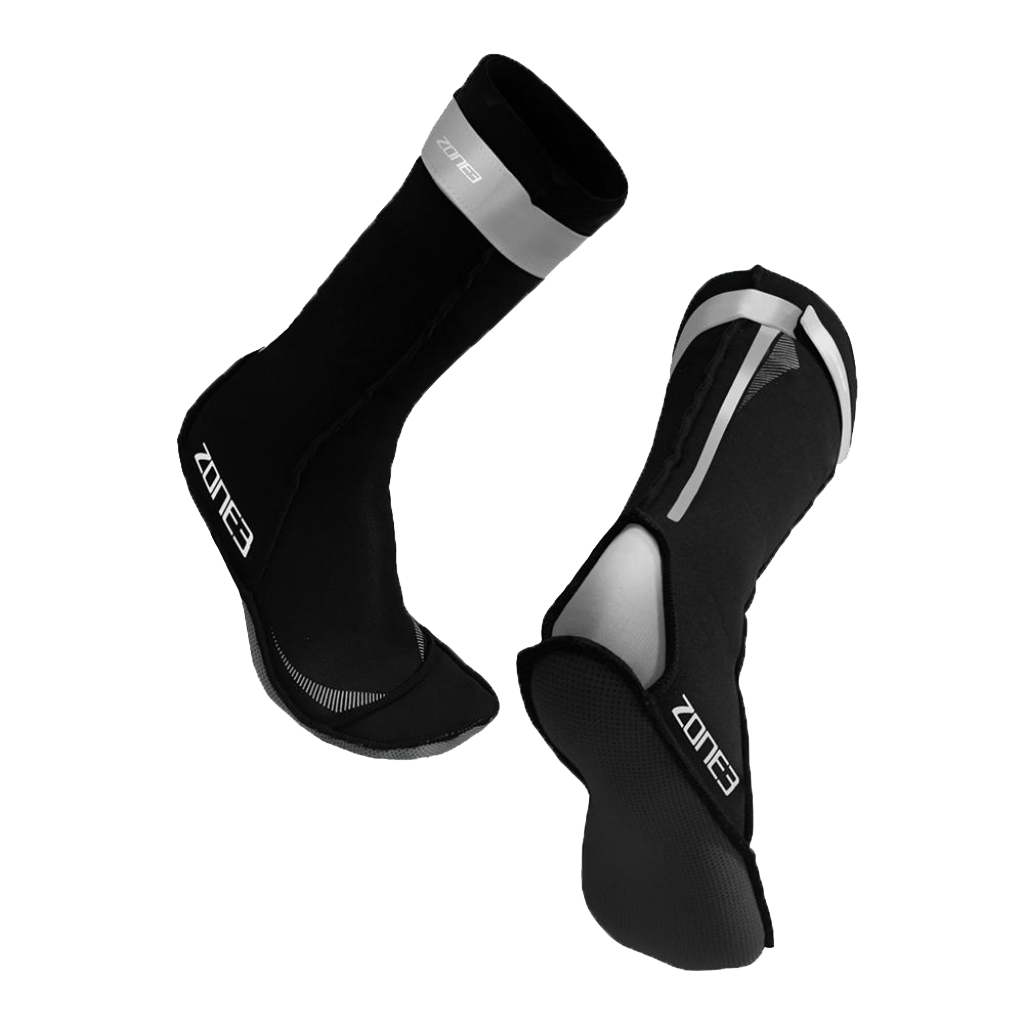 Zone3 Neoprene Swim Socks Black / Silver - Booley Galway