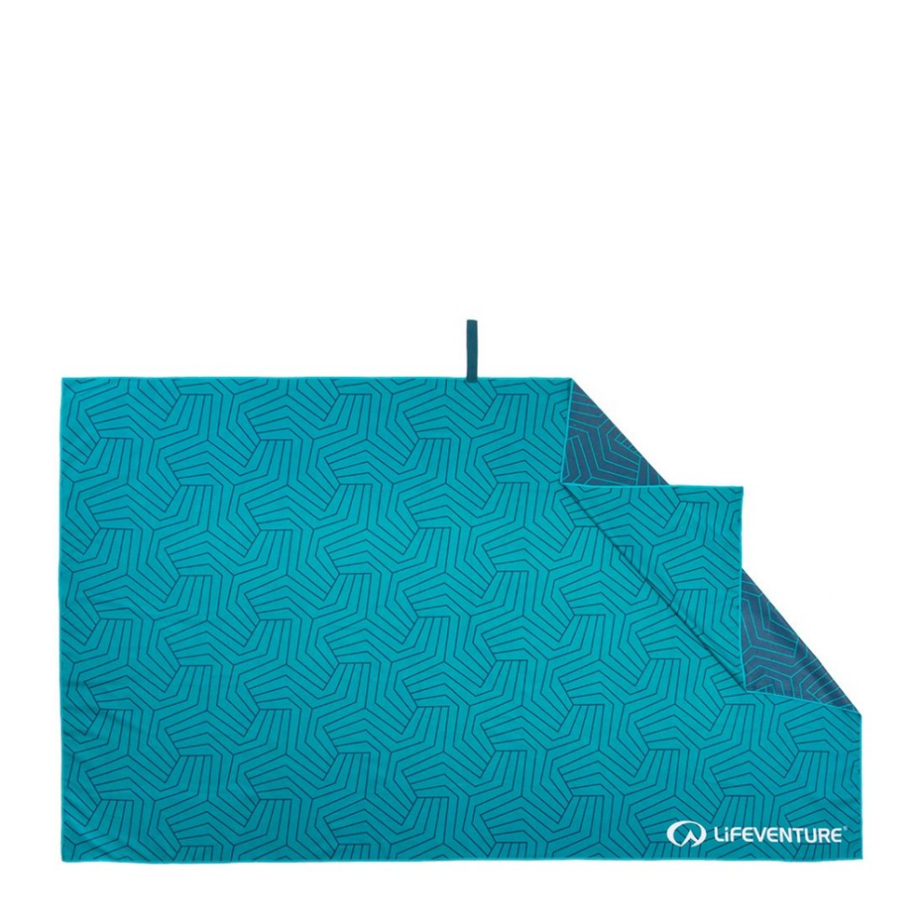 Lifeventure Recycled SoftFibre Print Towel - Giant Geometric Teal - Booley Galway