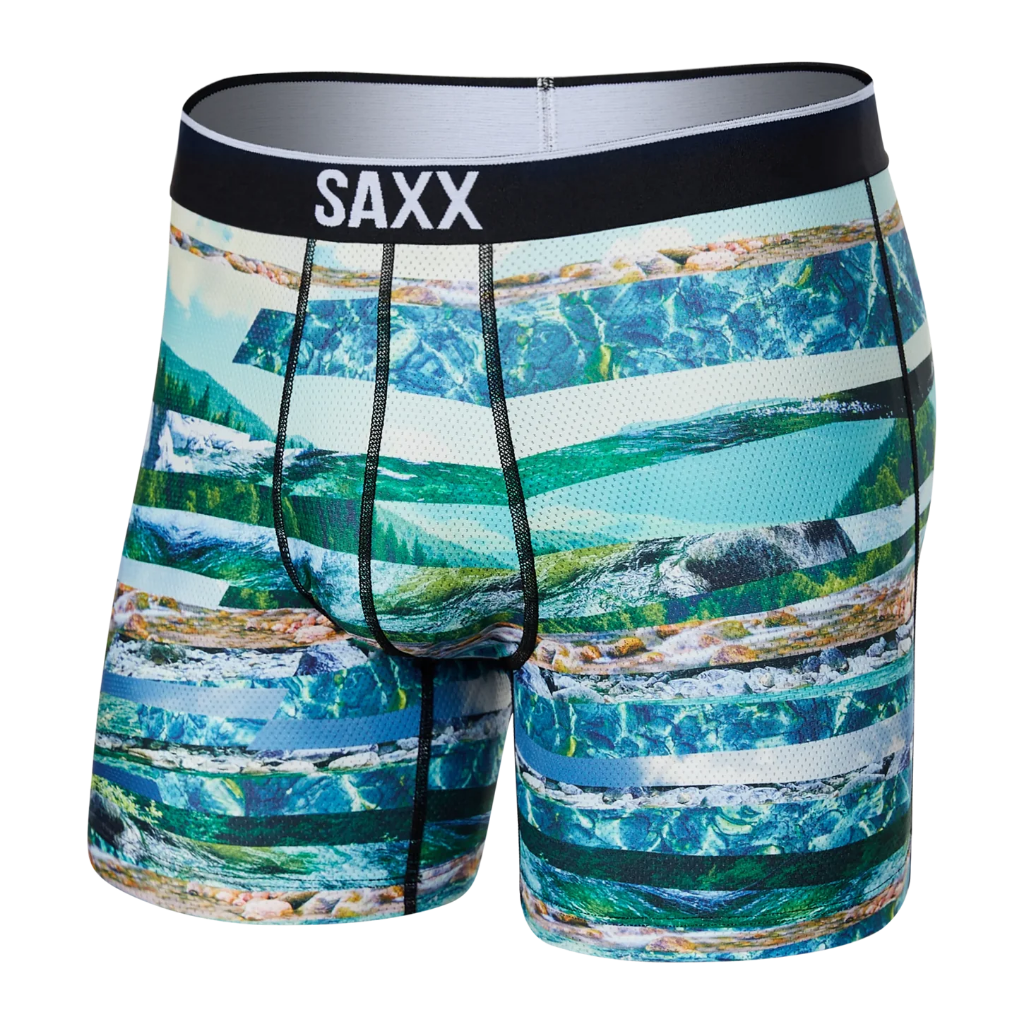 Saxx Men&#39;s Volt Boxer Brief River Run Stripe Multi - Booley Galway